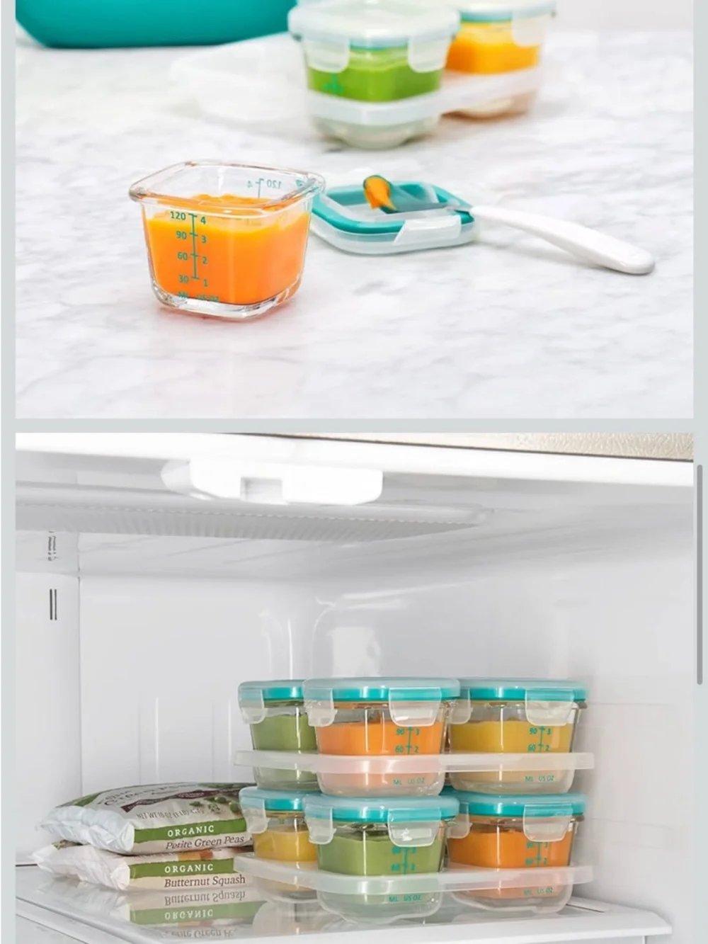 OXO Tot Glass Baby Blocks Food Storage Containers in Teal - Picture 2 of 4